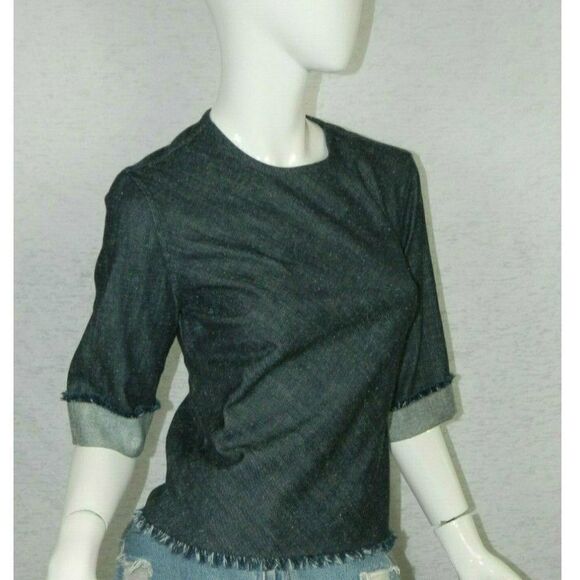 Draper James Blouse Blue Jean Denim Chambray Shirt Size 4 - Picture 7 of 8